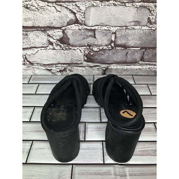 Free People Black Leather Cuban Heel Cage Strappy Sandals Women’s 37.5M US/7M US - Picture 9 of 16